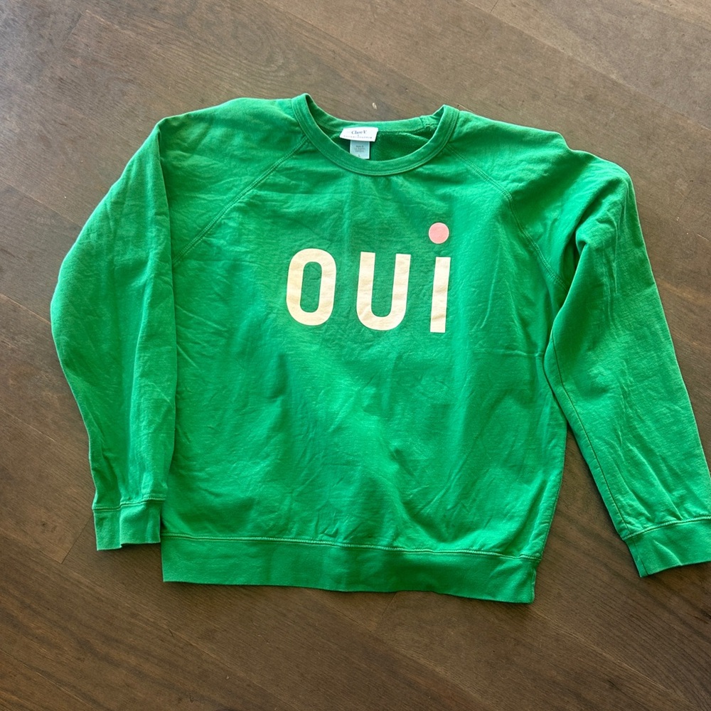 Clare V. Oui Bright Green Crewneck Sweatshirt